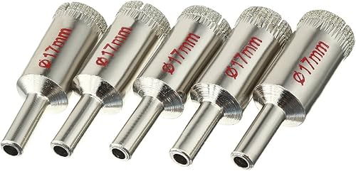 uxcell 5 unids 0.669 in diamante recubierto agujero sierra brocas para vidrio cerámica azulejos mármol roca porcelana botellas ollas ladrillo