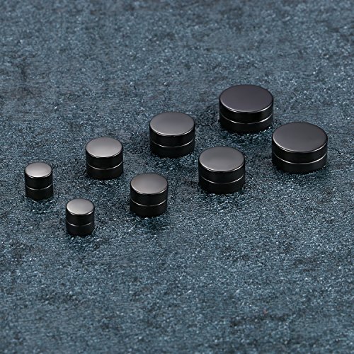 Aroncent Magnetic Earrings for Men Stainless Steel No Piercing Clip on Earrings Black Stud Earrings Fake Gauges Earrings Set2