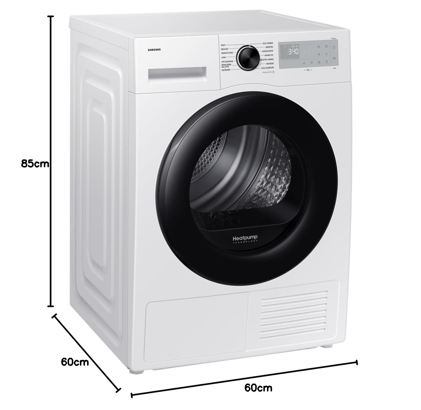 DV90DG52A0AHET - Asciugatrice 9 Kg, con Pompa di Calore, Libera Installazione, Classe energetica A+++