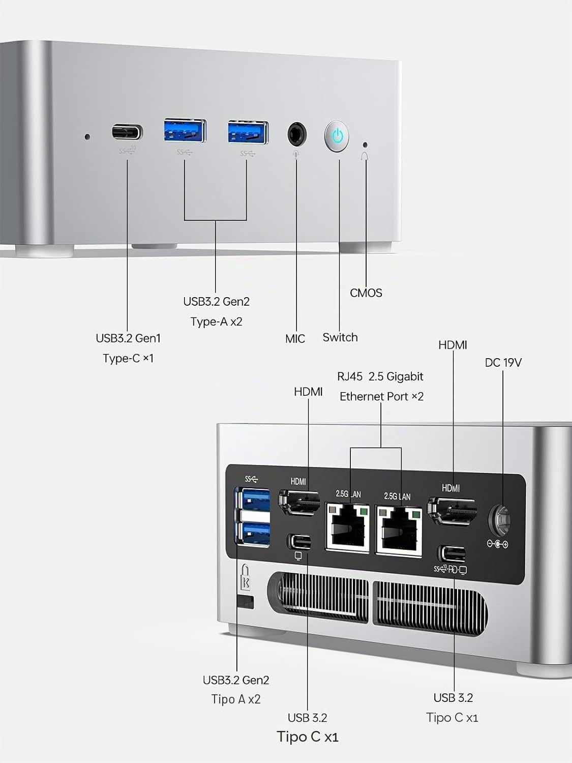MINISFORUM NAB6 Lite Mini PC con Intel Core i5-12600H, 16 GB DDR4, SSD PCIe 4.0, 12 core/16 thread fino a 4,5 GHz, Dual 2,5 G, Wi-Fi 6, BT 5.2, 2 HDMI, 7 USB