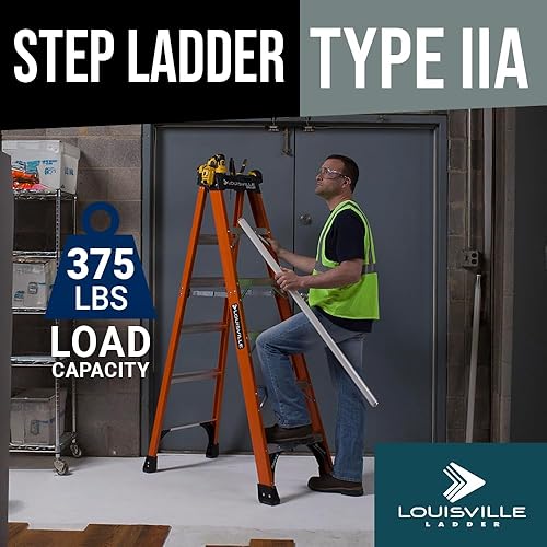 Miniatura 23 de Louisville Ladder Escalera de fibra de vidrio de 8 pies, capacidad de carga de 375 libras, tipo IAA, FS1408HD