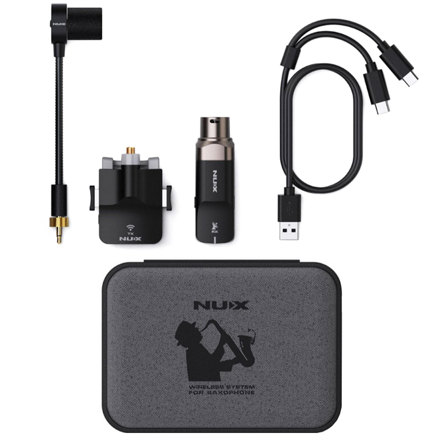 Nux B6 - microfono wireless per sassofono senza fili + panno per pulizia Keepdrum