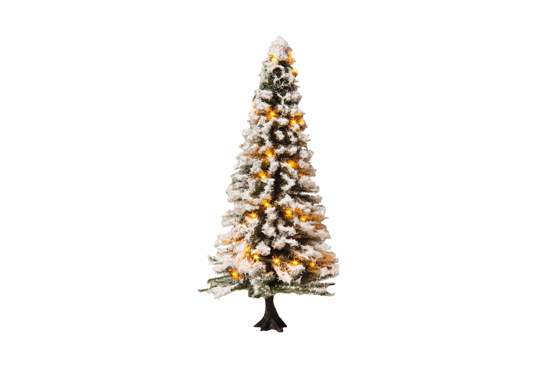 NOCH Beleuchteter verschneiter Weihnachtsbaum – 30 LEDs, 12 cm hoch, für H0/TT/0 Modelleisenbahn