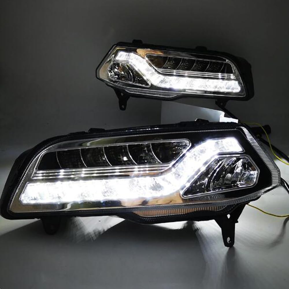 BAKUGO 2 Pezzi Luce LED Luce di Marcia Diurna Luce Fendinebbia DRL Giallo Indicatore di Direzione per VW Polo 2014 2015 2016 2017 2018