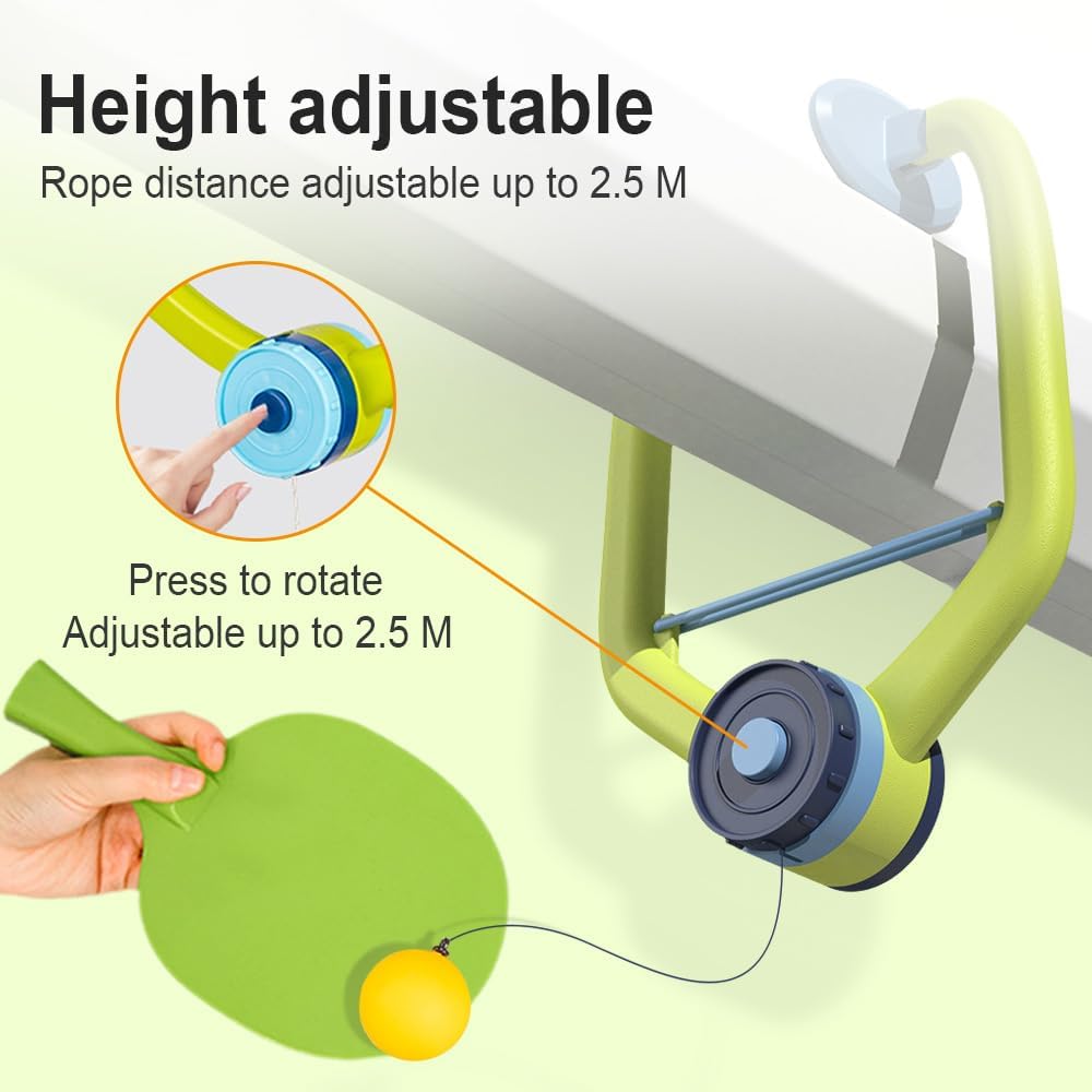 Door Ping Pong Game Over The Door, 2026 New Adjustable Doorway Game Pingpong Trainer, Hanging Table Tennis Trainer Set, Door Frame Ping Pong with 2 Paddles and 6 Balls