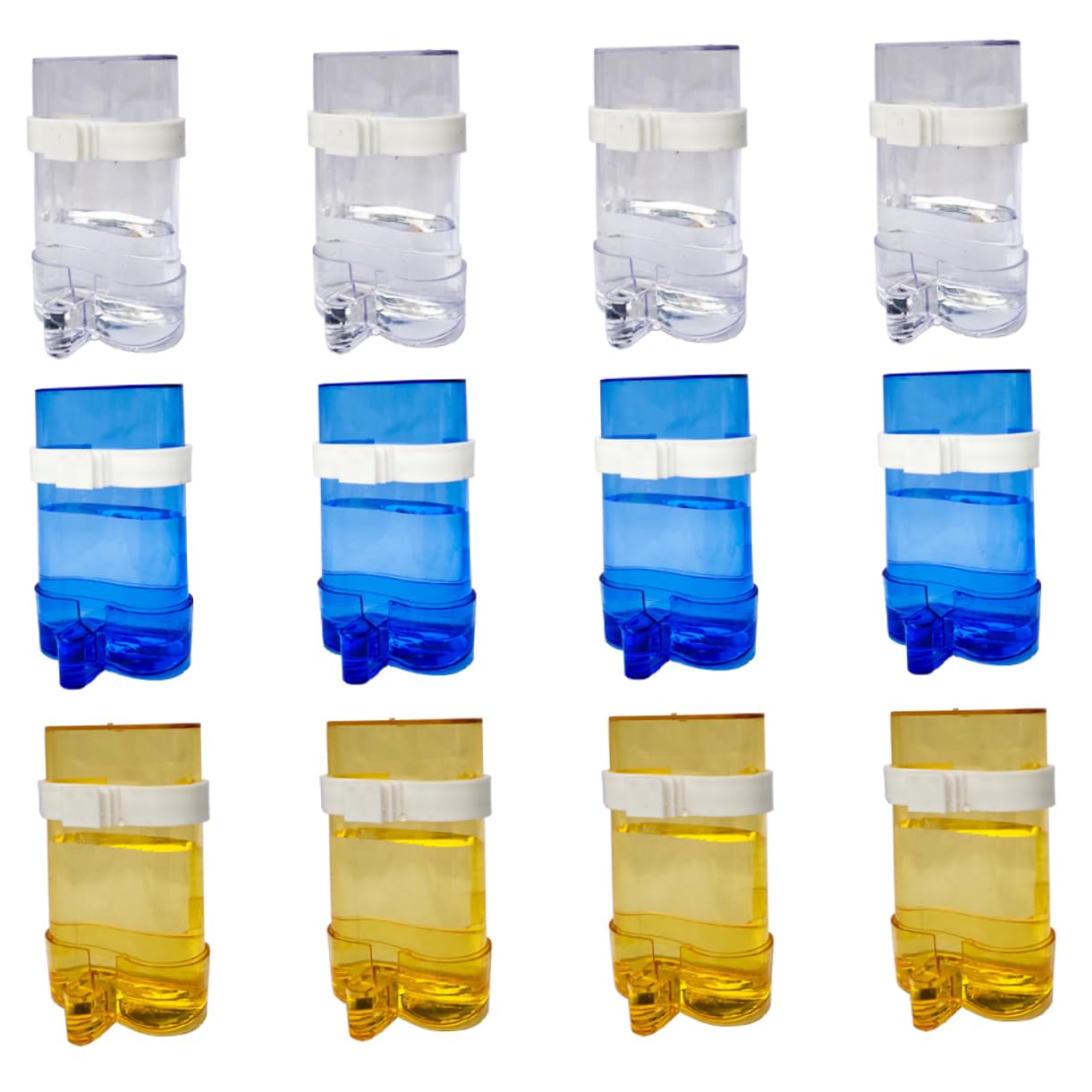 Comedero de Agua para Pájaros Automático 12 Piezas Plástico Azul | Botella Colgante Forma de Jaula, Instalación Sencilla, Uso Interior y Exterior
