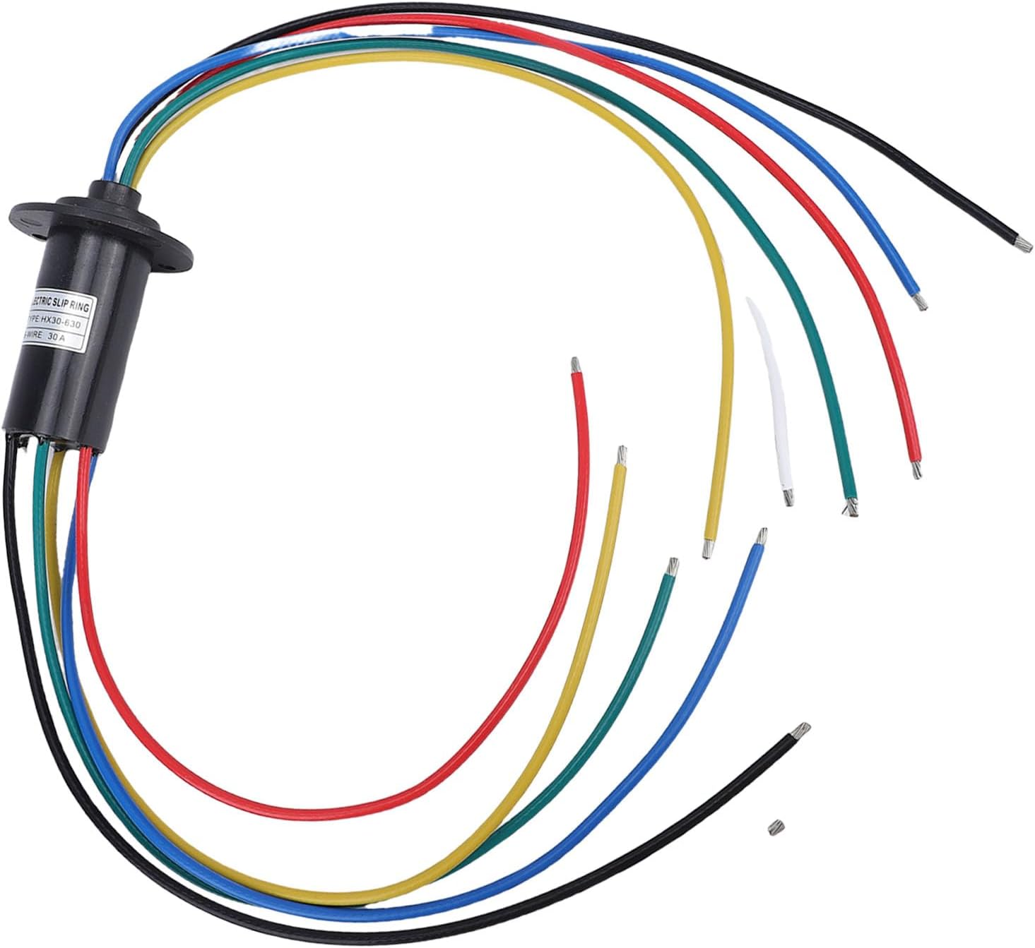 Taidacent 6 Wires Electric Slip Ring Motor Electrical Connector 30A 250RPM 360 Degree Rotating Accurate Cap Type Conductive 30mm Diameter