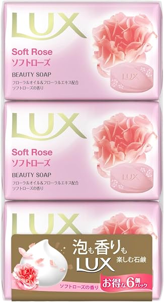 LUX (ラックス) ボディソープ ソフトローズ 固形石鹸(せっけん) 6個パック 75g×6 - 1