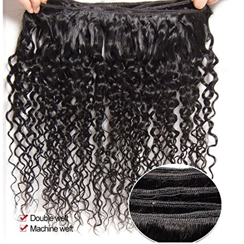 Rosette Hair Curly Wave Hair Extension/Weft, 100% Brazilian Virgin Remy Human Hair with Unprocessed Natural Black Color, Size 12" to 24" (1 Bundle 18", Curly Wave)