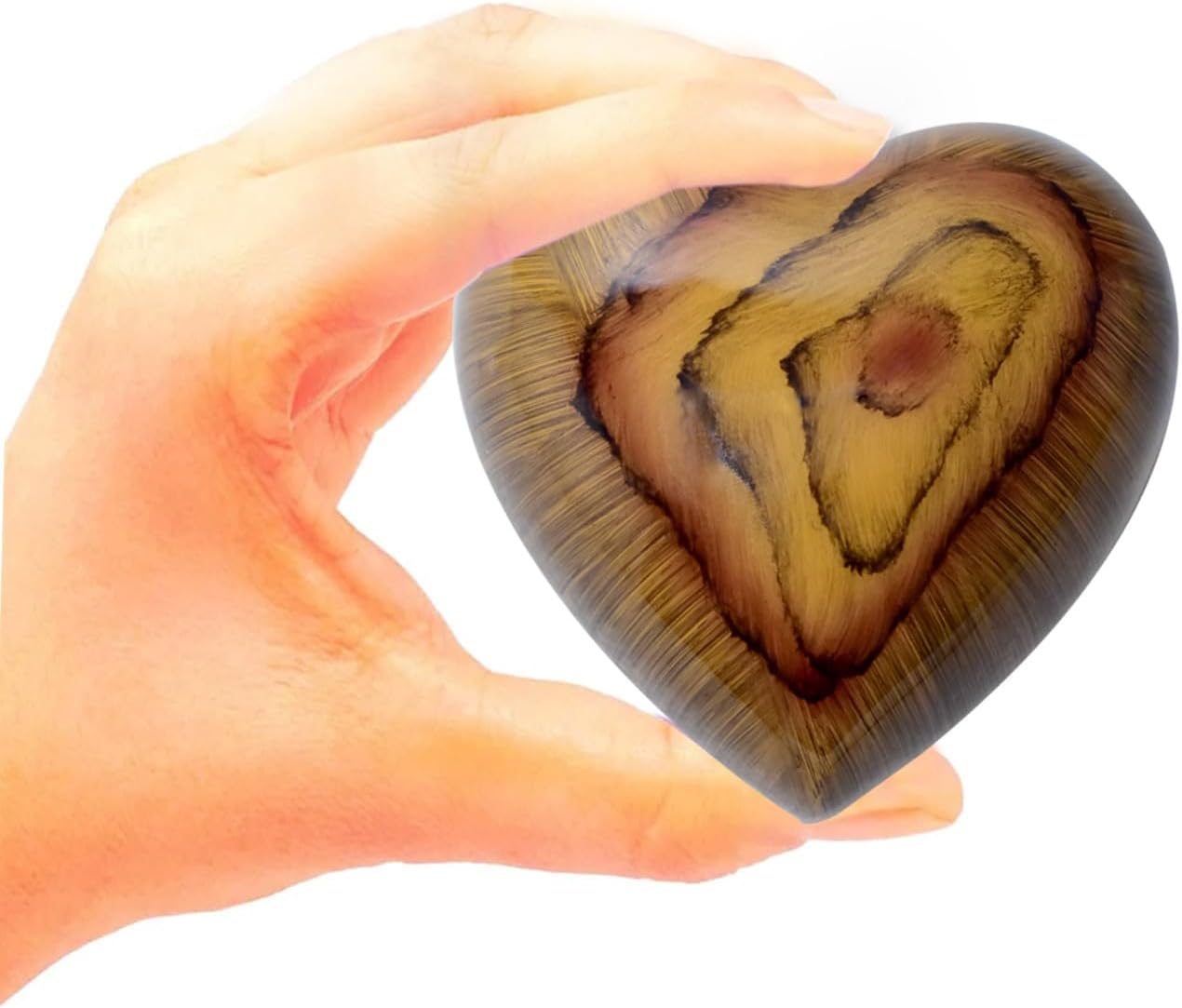 BOLD & DIVINE Wooden Textured Theme Keepsake Urn | Human Ashes Memorial Urn, Burial, Funeral Cremation Urns (Teak Root Wood, Heart Shape) - Image 6