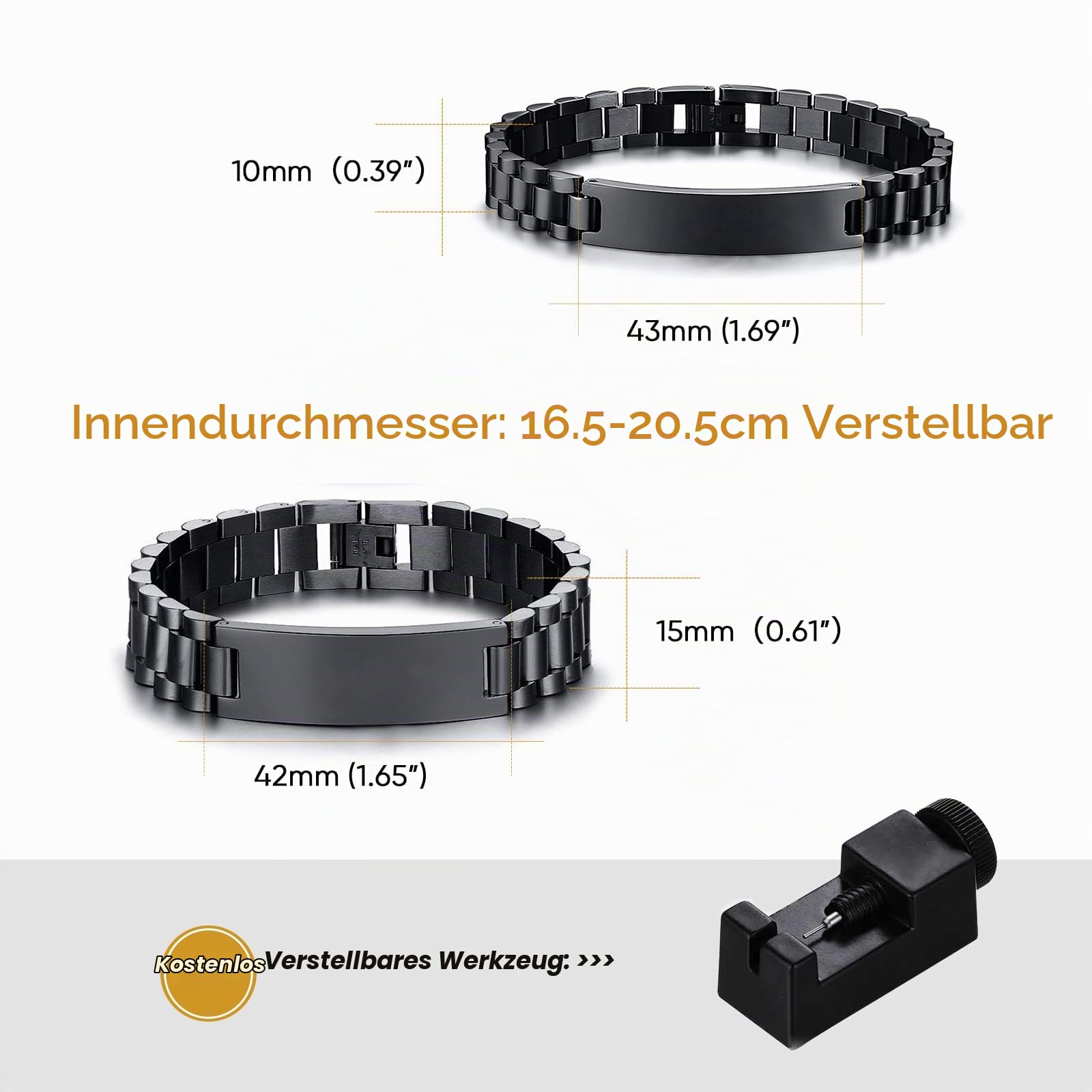 Paar Armband Schwarz Personalisiertes : Geschenk Armkette für Herren Damen Edelsathl 21.5cm Gravur Männer Frauen Glieder armbänder Junge Schmuck für Papa Sohn Geburtstagsgeschenk Vatertagsgeschenk