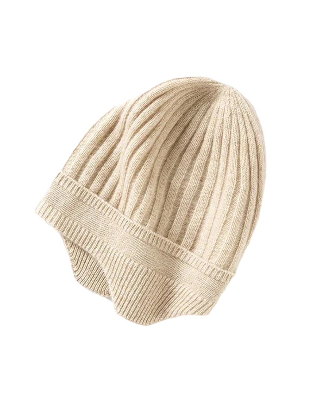 Bonnet en cachemire côtelé épais vintage un cadeau doux et chaleureux