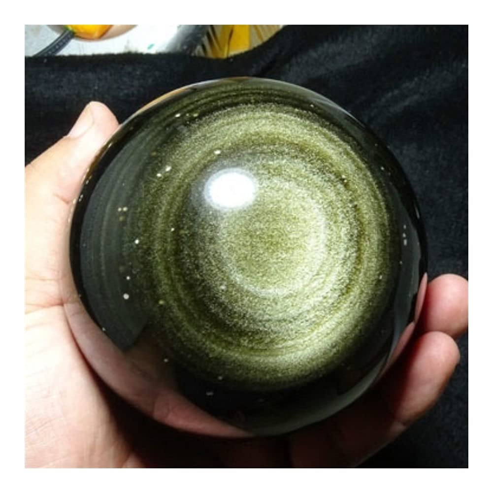 Artesanías de Piedra Bola de Masaje de Bola de Cristal de obsidiana de Plata Natural Bola mágica Joyería de Feng Shui 1pc (Size : 40mm)