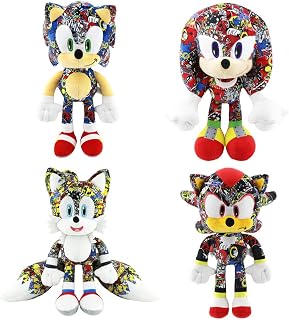 2023 New Sonic Plush, Textile Printing soinc Doll, Cute Sonic Stuffed Animal Toy (4pcs)