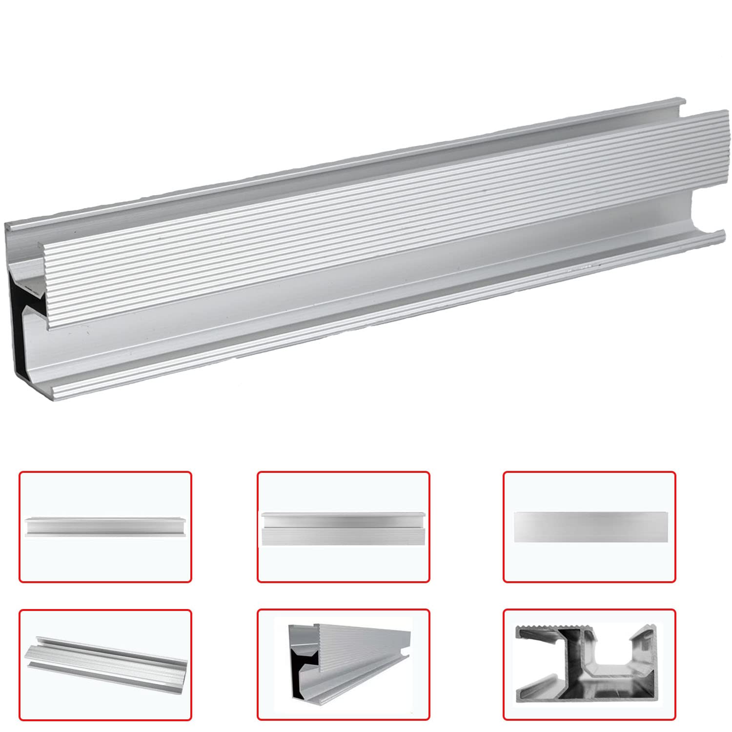 Perfil de aluminio PV panel solar, riel de montaje, riel de aluminio, riel de 1150 mm, riel para fijación para centrales de balkonkraftwerk,soportes para techos, paneles solares (4 unidades)