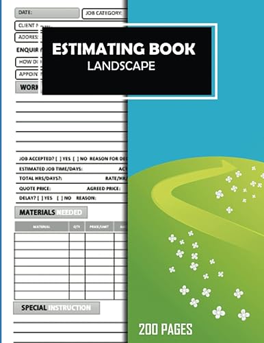 Estimating Book Landscape: Designed For Lanscapers To Track Work Quote.