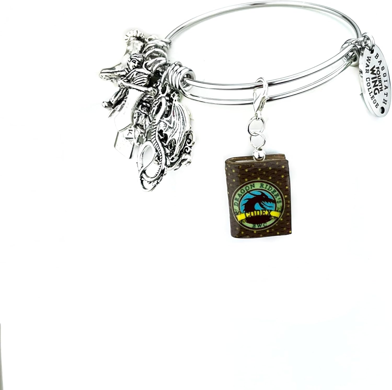 FOURTH WING Rebecca Yarros Charm Bracelet Bangle UPICK Book Bead Violet Sorrengail Library Licensed Merch