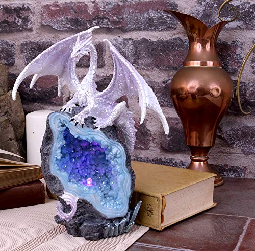 Dragon blanc sur géode de 22 cm statuette Nemesis Now luxe