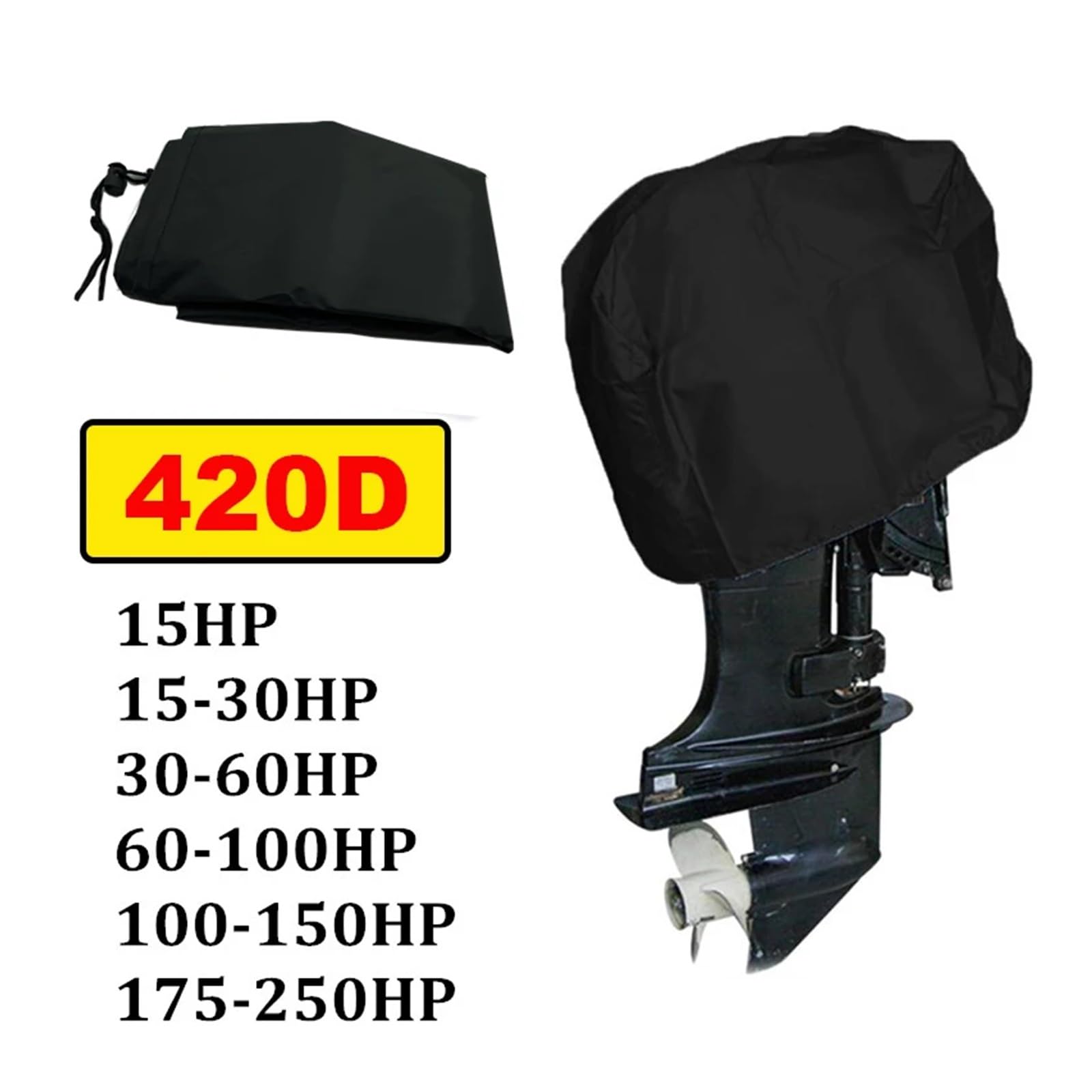 Coprimotore Fuoribordo Per Barche 6-15 CV - Impermeabile 420D, Anti-UV E Antivento, Con Coulisse E Cerniera - Foto 2