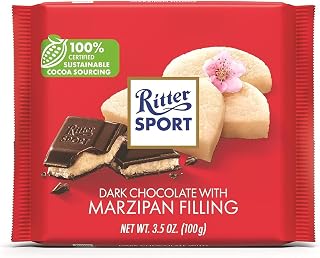 Ritter Sport Marzipan Dark Chocolate 100g Bars - 6 Pack | Rich Almond Filling & Premium German Cocoa