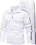 Men's Athletic 2 Pieces Tracksuit Casual Full Zip Jogging Sweat Suit Workout Sports Set Sportswear