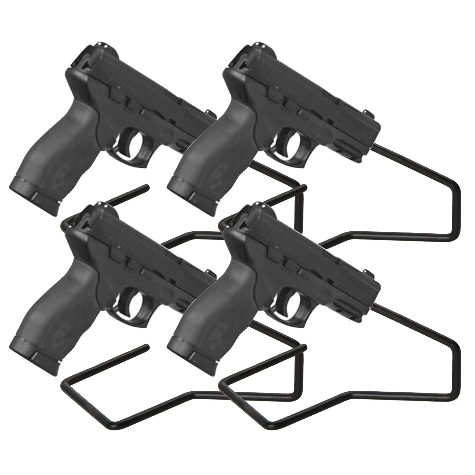 4 Pack Hold Up Pistol Gun Safe Holder Storage Organizer and Display Free Stand Handgun Rack Hanger Gun Accessories