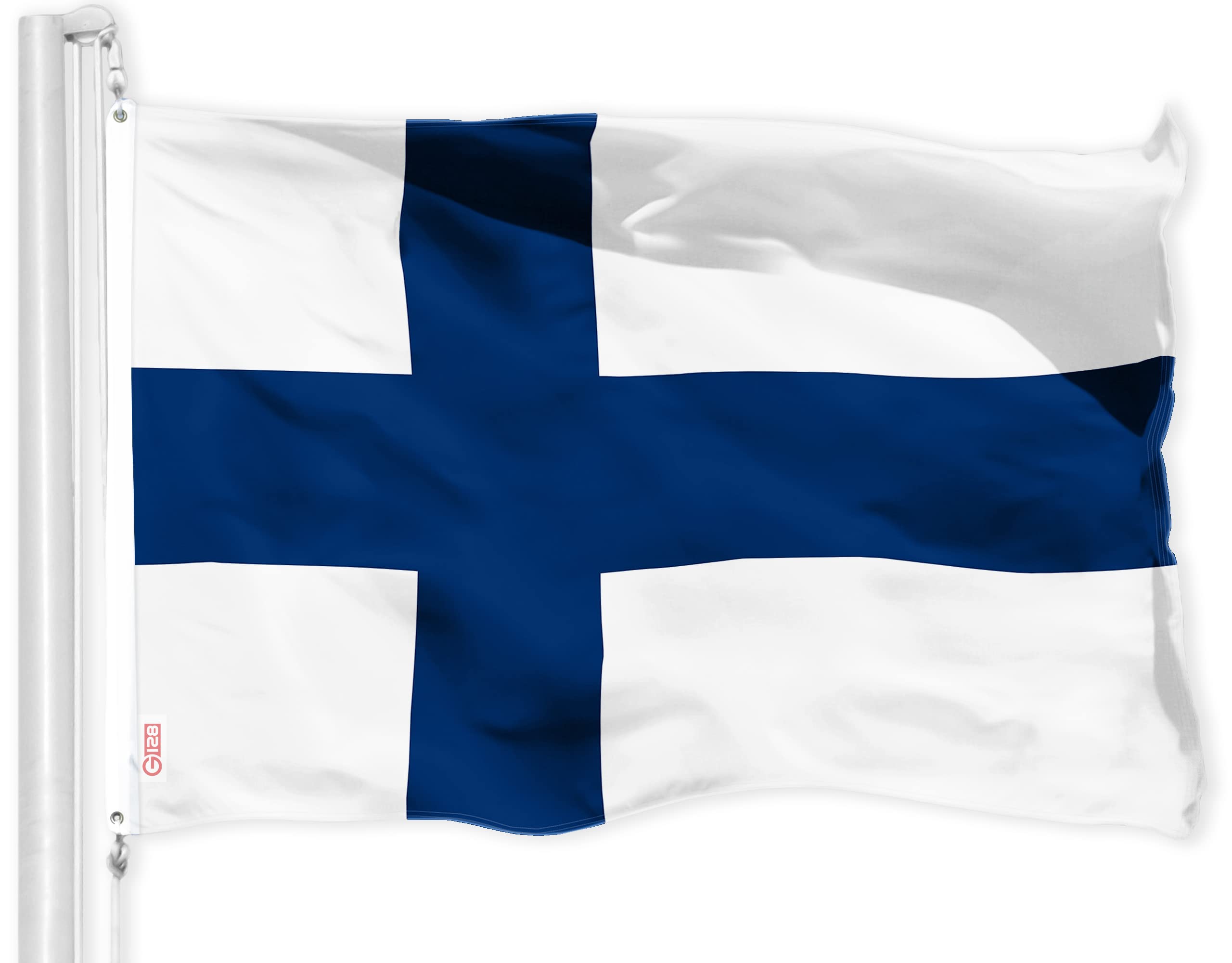 G128 Finland Finnish Flag | 3x5 Ft | LiteWeave Pro Series Printed 150D Polyester | Country Flag, Indoor/Outdoor, Vibrant Colors, Brass Grommets, Thicker and More Durable Than 100D 75D Polyester