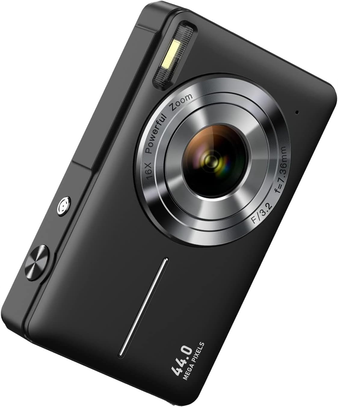 44MP Digital Camera with 32GB Card, Compact 1080P HD Vlogging Camera with 2.4" LCD Screen, 16X Zoom, Anti-Shake, Fill Light, Rechargeable Battery, Mini Portable Camera for Photography & Video (Black)