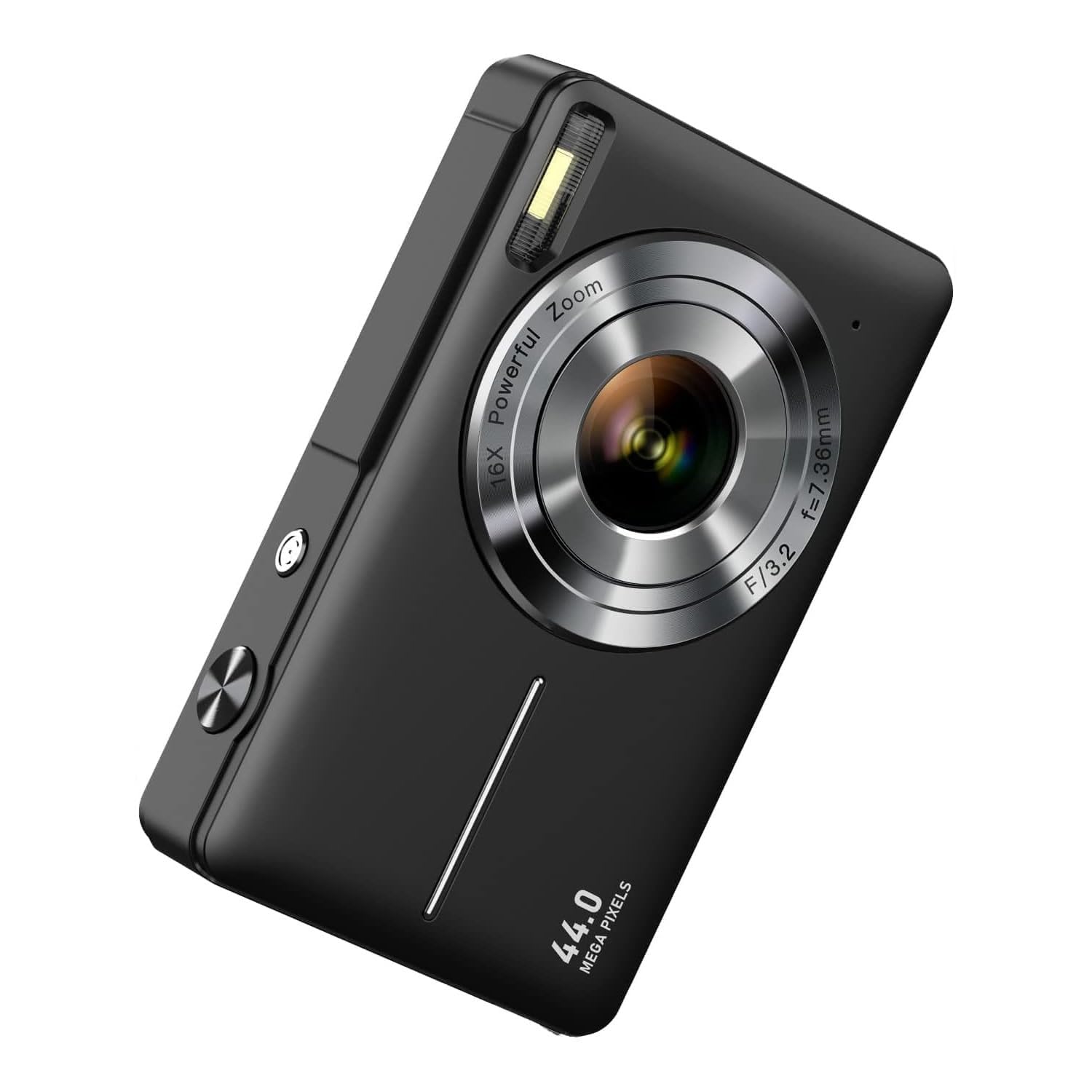 44MP Digital Camera with 32GB Card, Compact 1080P HD Vlogging Camera with 2.4" LCD Screen, 16X Zoom, Anti-Shake, Fill Light, Rechargeable Battery, Mini Portable Camera for Photography & Video (Black)