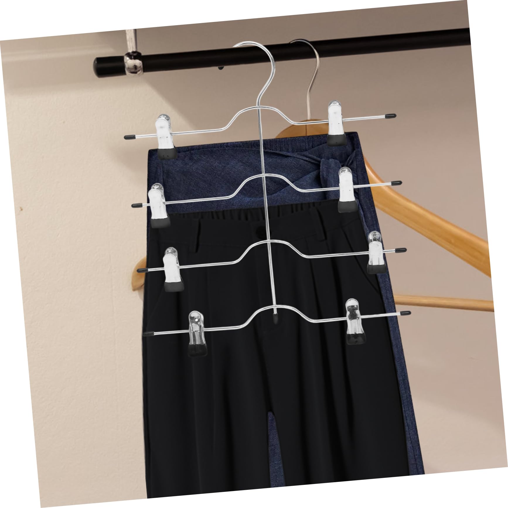 Grucce per Pantaloni 4 Pezzi a Quattro Livelli Nero