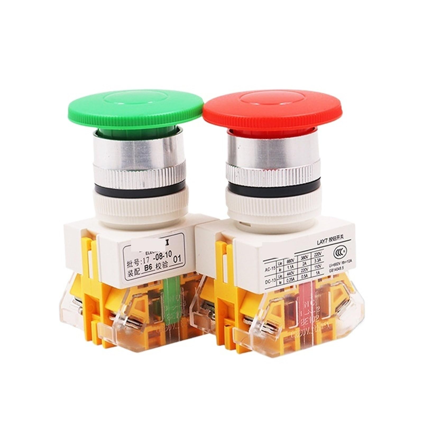 Interrupteur à commande rotative bouton poussoir 22mm champignon LAY37 vert - 4
