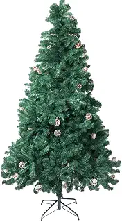 クリスマスツリー 『本物の葉の色を再現したナチュラルツリー』 まつぼっくり 松かさ コンパクト収納可能 (グリーン, 210㎝)