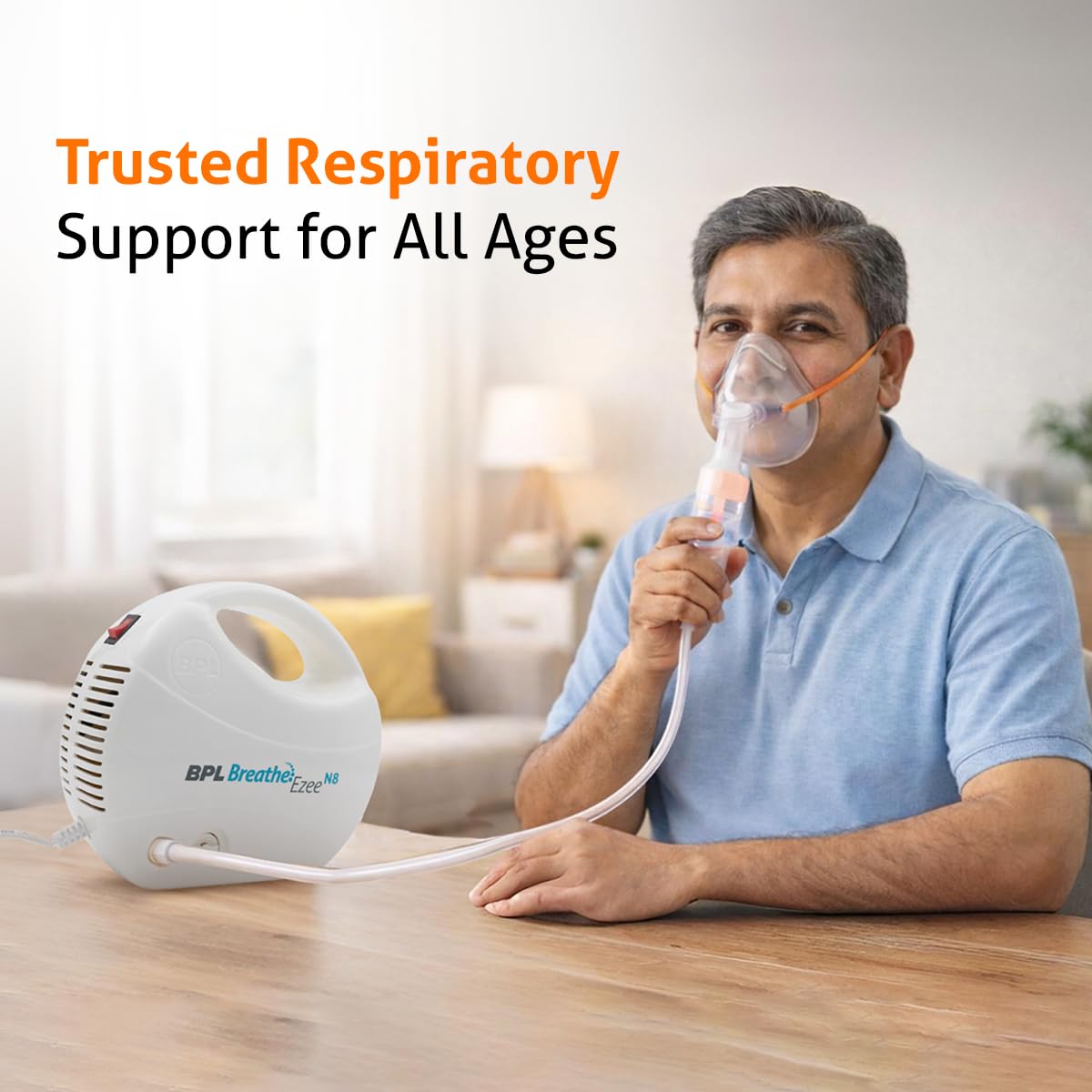 BPL Medical Technologies Breathe Ezee N8 Nebulizer Low Noise Compressor Nebuliser Machine for Child And Adult, Portable Nebulizer - White 3