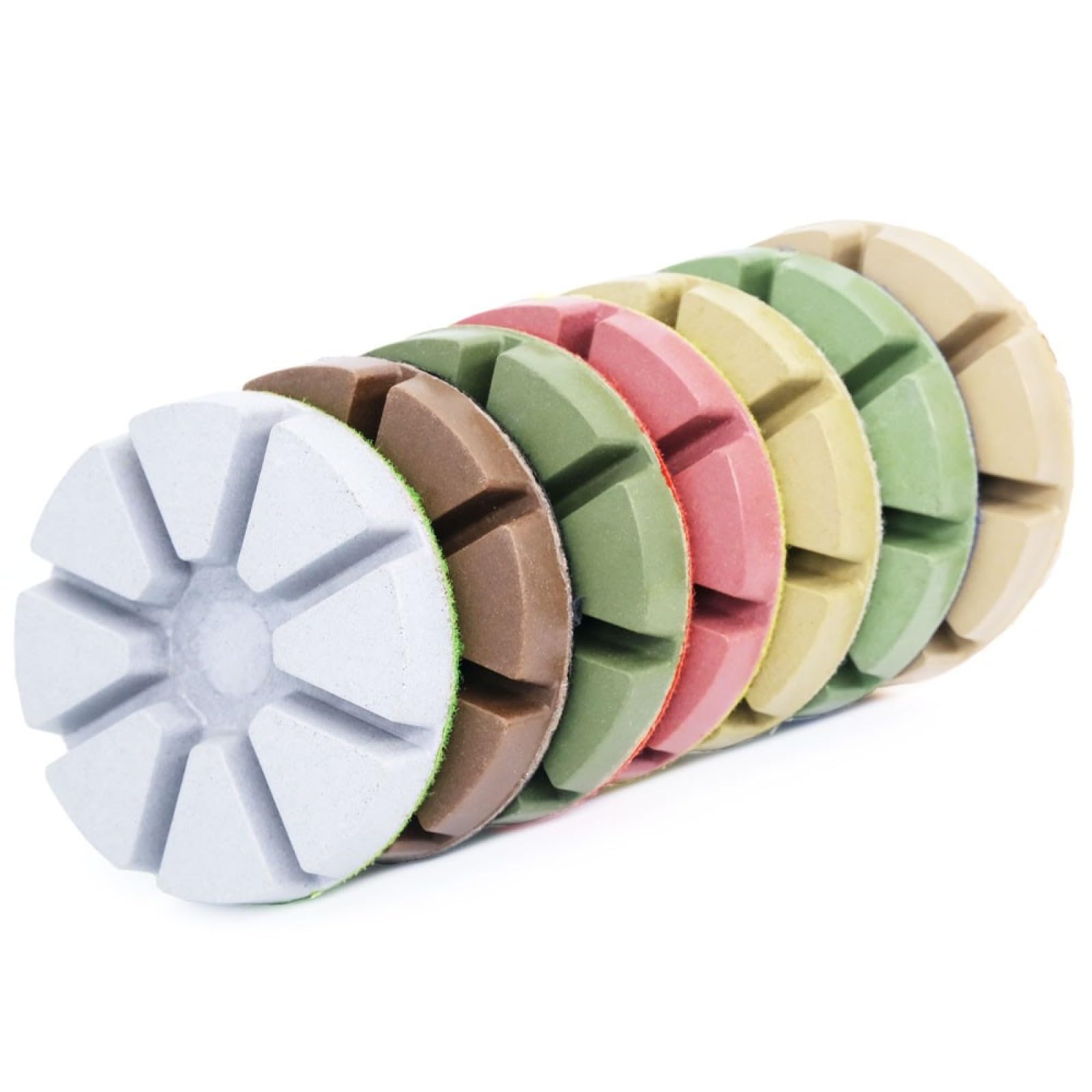 Almohadillas pulidoras de diamante, Juego de 7 almohadillas for pulir pisos de concreto con diamante, herramienta abrasiva con unión de resina, disco de lijado for pisos de mármol y concreto