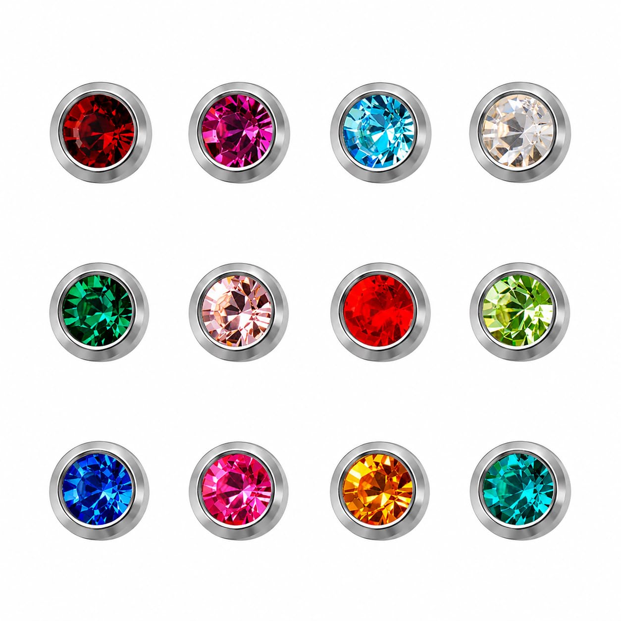 3MM Assorted January – December Birthstone Bezel Allergy free Stainless Steel Piercing Ear Stud (12 Pair)-image-21