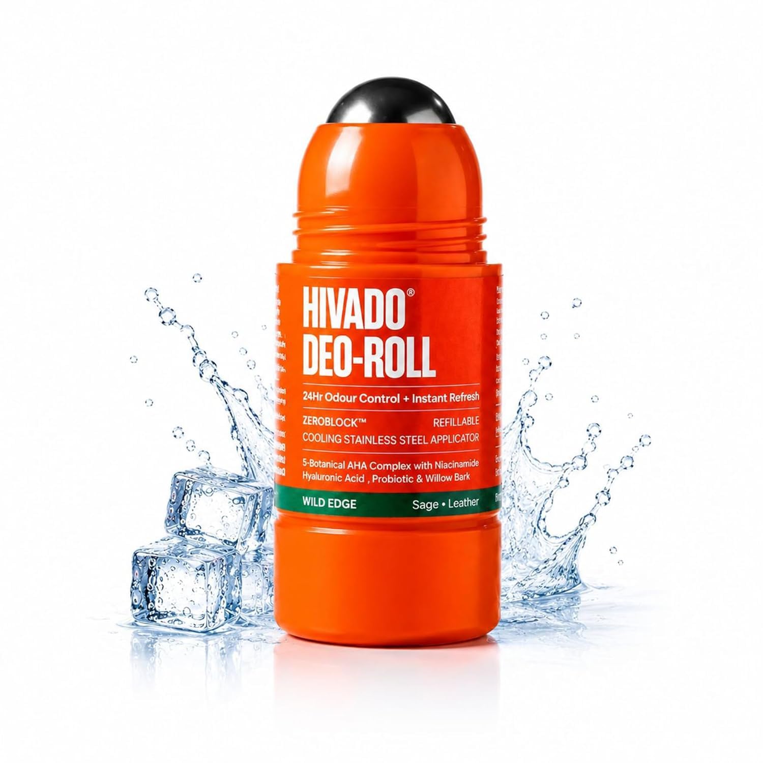 HIVADO Refillable Underarm Roll On Deodorant for Men & Women | Cooling Steel Ball Applicator | Probiotic + Botanical AHA, Niacinamide | Aluminium & Alcohol Free | Skin Barrier Care, Odour Control, Brightens Dark Underarms | 40ml-picture-22