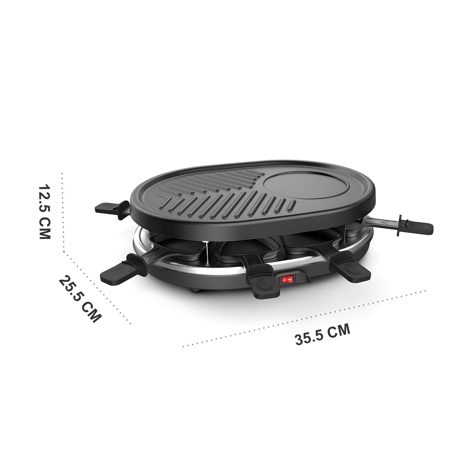 Leogreen - 8-osobowa wielofunkcyjna skrobaczka, kamień do grillowania, płyta grillowa, talerze naleśnikowe, 8 patelni, nadaje się do mycia naczyń, 900 W