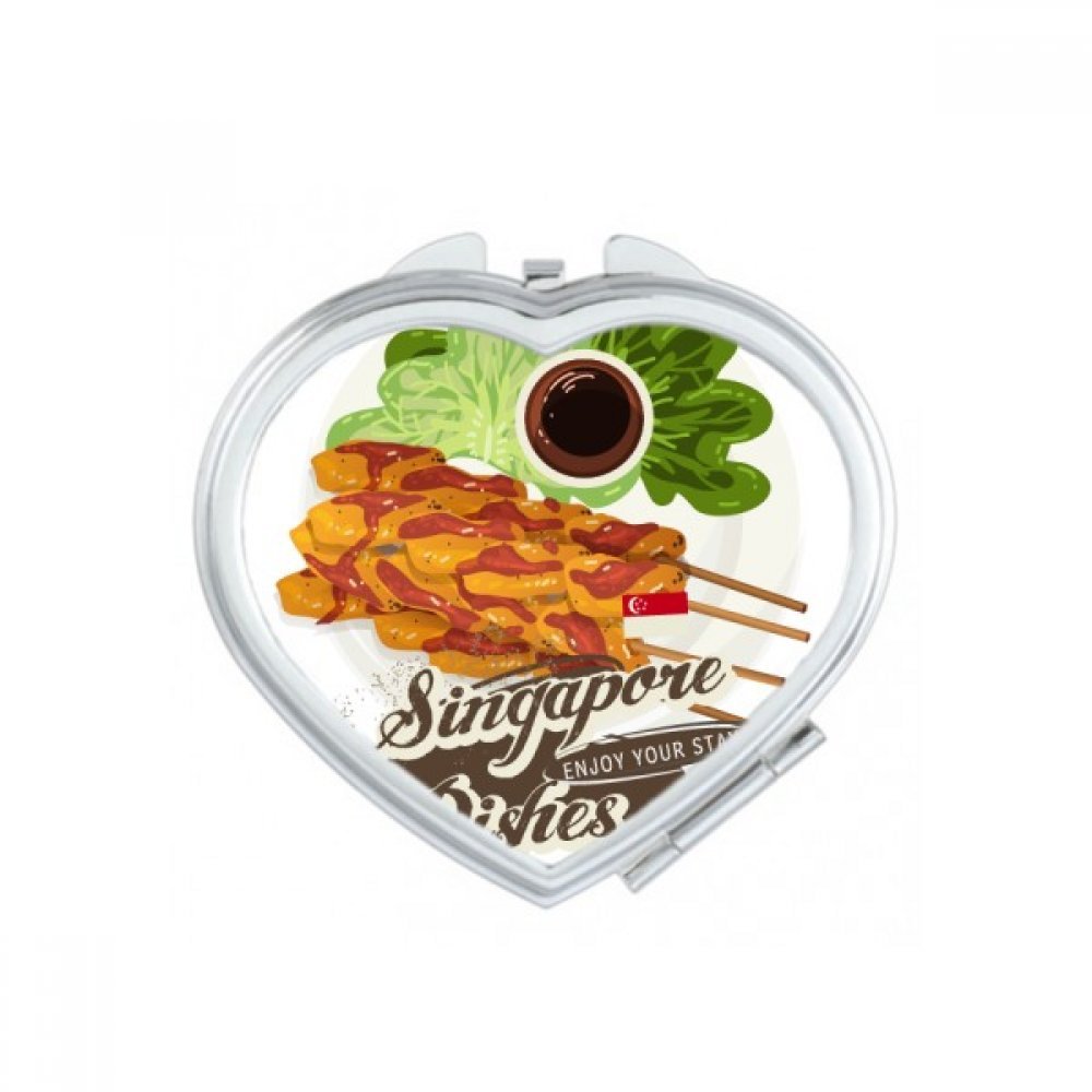 Miroir compact Singapour Hainanese Poulet portable pour maquillage rapide