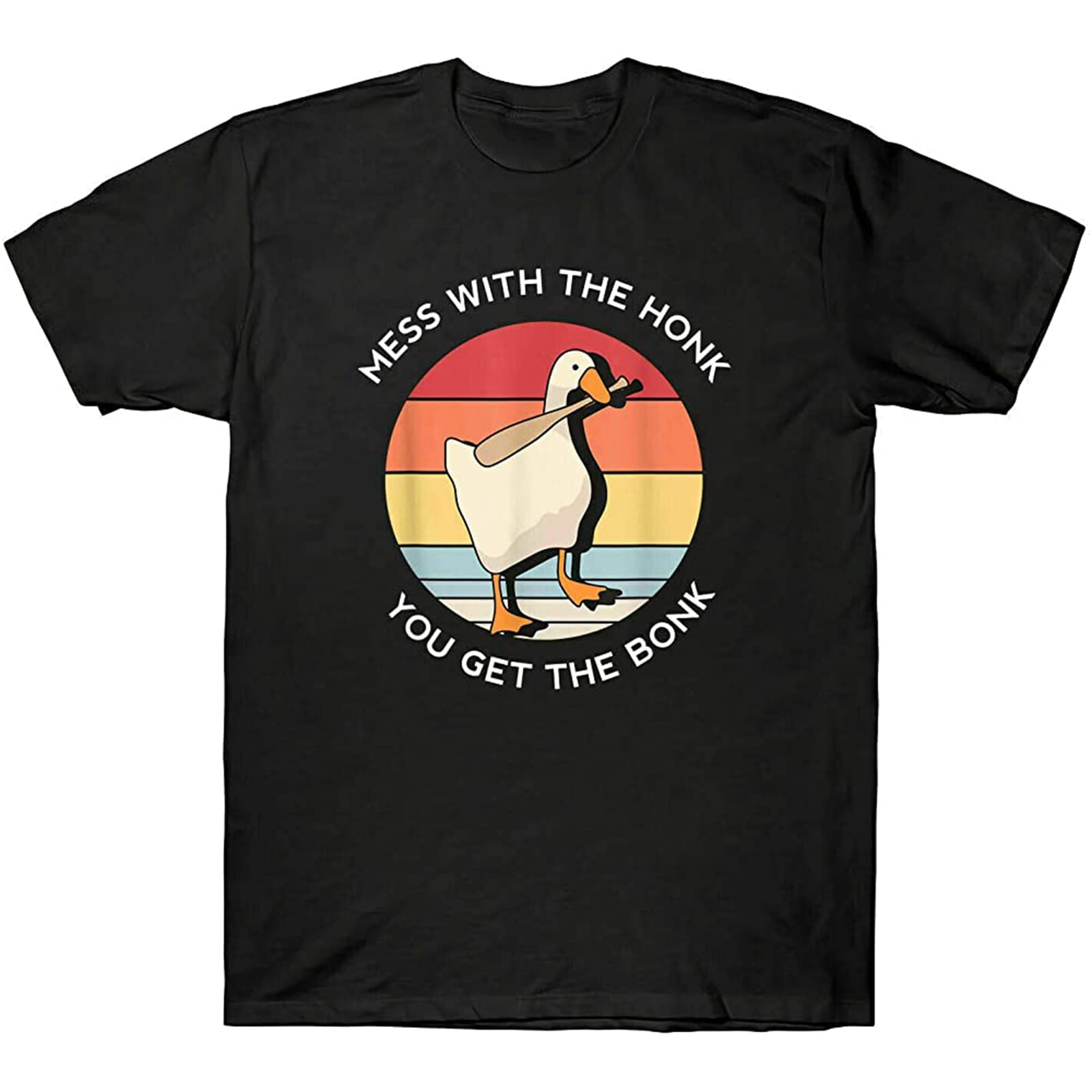 Mess with The Honk You Get The Bonk Goose Meme Duck Funny Vintage Mens T-Shirt Black L