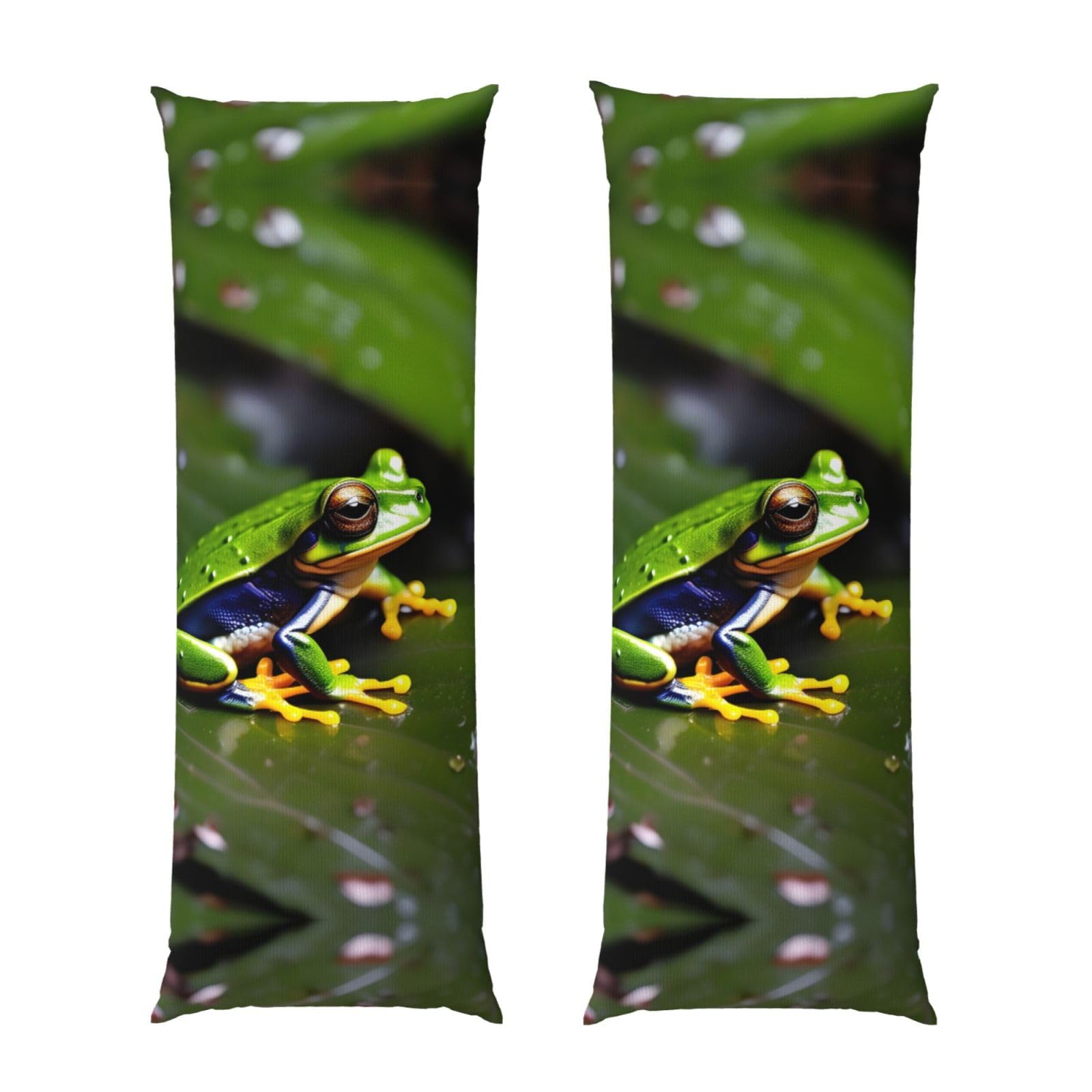 Housse de coussin de corps imprimée grenouilles et taie d'oreiller longue respirante