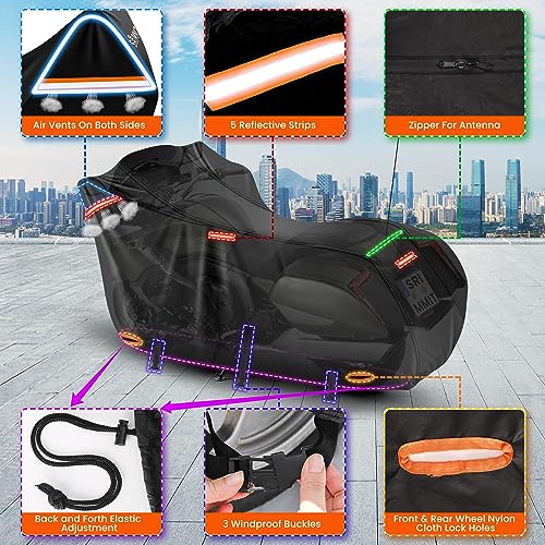 Image of Motorcycle Cover Heavy Duty, 420D Motorcycle Cover Waterproof Outdoor with Nano Coating, 5 Reflective Strips and Air Vents, Dirtbike Cover (Black 3XL)