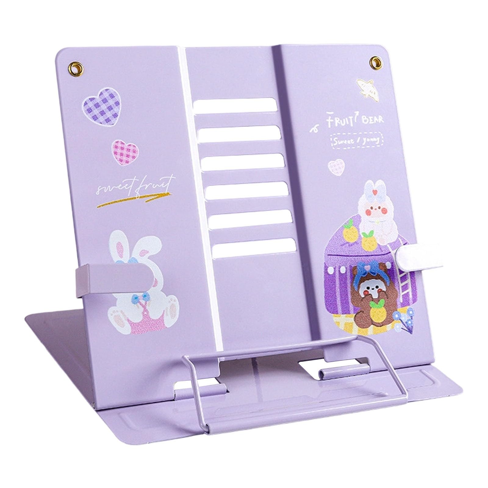 Soporte de metal para libros resistente con base giratoria y clips para sujetar hojas