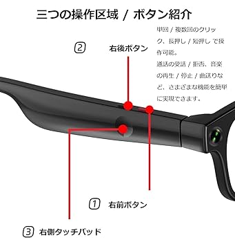 Amazon | AIスマートグラス 5MPカメラ搭載 Bluetooth通話 ハンズ