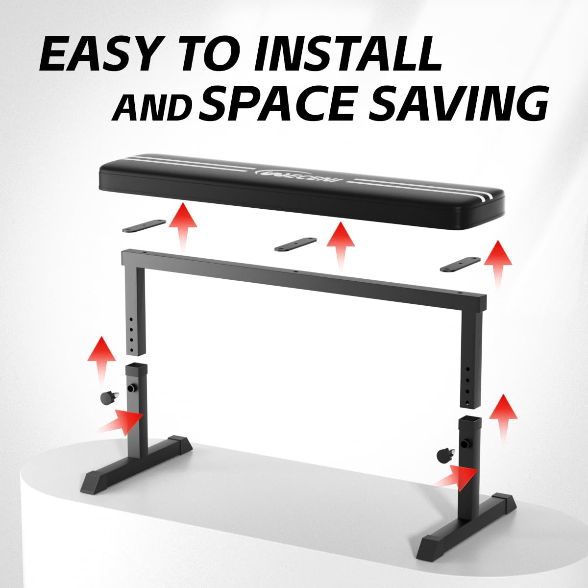 Black Flat weight Bench, Bench workout, Easy Assembly for Training Bench Press with adjustable height, 600LBS gym bench for Full Body Workout and home workout, 4 Adjustable Heights Heavyy Bench