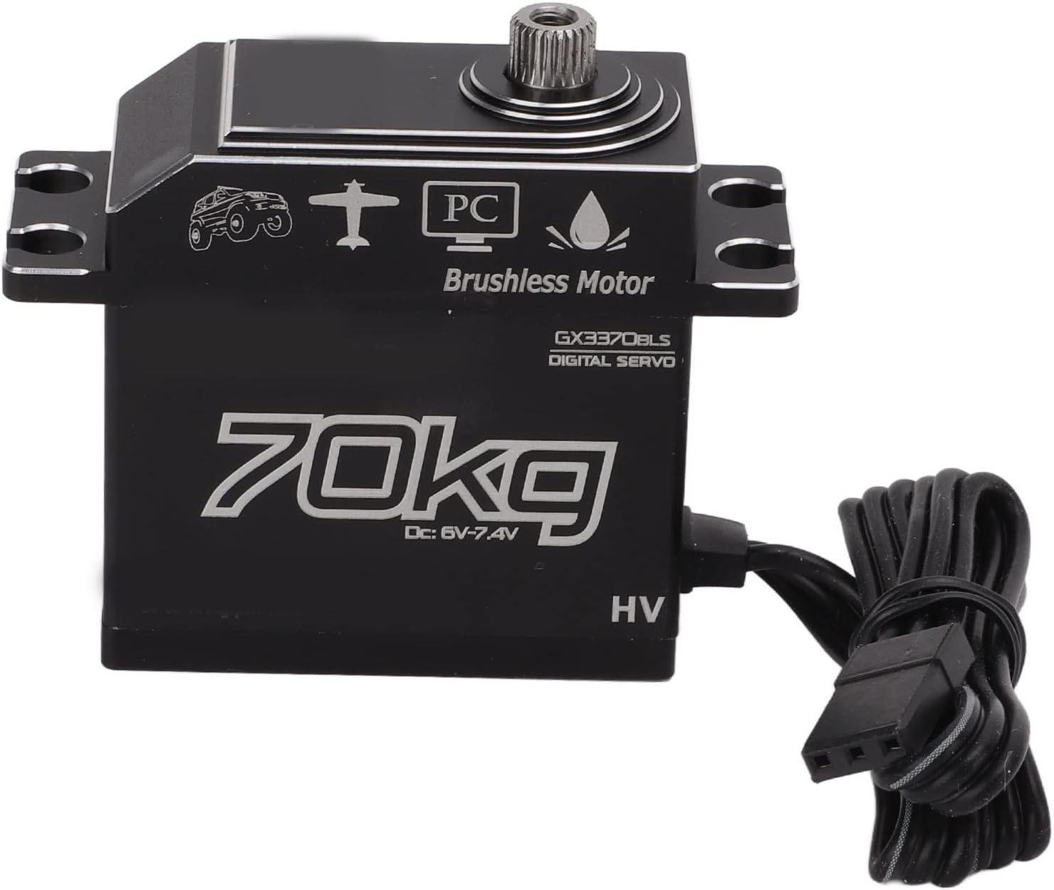 70KG Digital Servo, High Accuracy Full Steering RC Servo, Full Aluminum Case and Stainless Steel Gear Servo for SCX10 1/8 1/10 RC Car IP67 Steering Servo