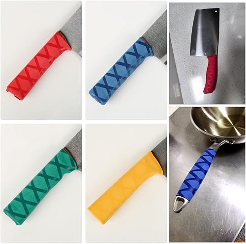 Miniatura 3 de Paquete de 4 fundas protectoras para mango de cuchillo de chef, termorretráctil, agarre antideslizante, para cuchillo Nakiri, cuchillos de cocina