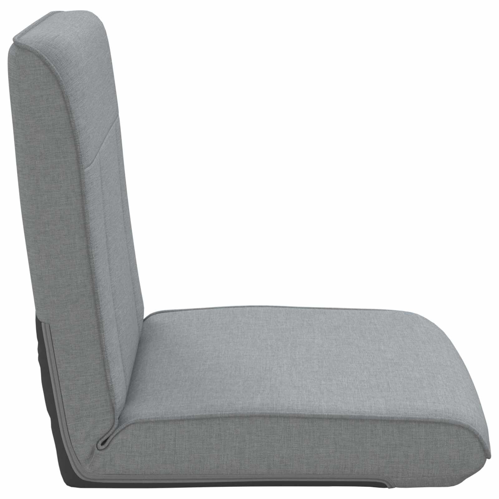 Regulowane krzesło podłogowe, jasnoszare materiał z oparciem wielopozycyjnym, wyściełane, ergonomiczne, składane, przenośne, do salonu, sypialni, medytacji, czytania, gier