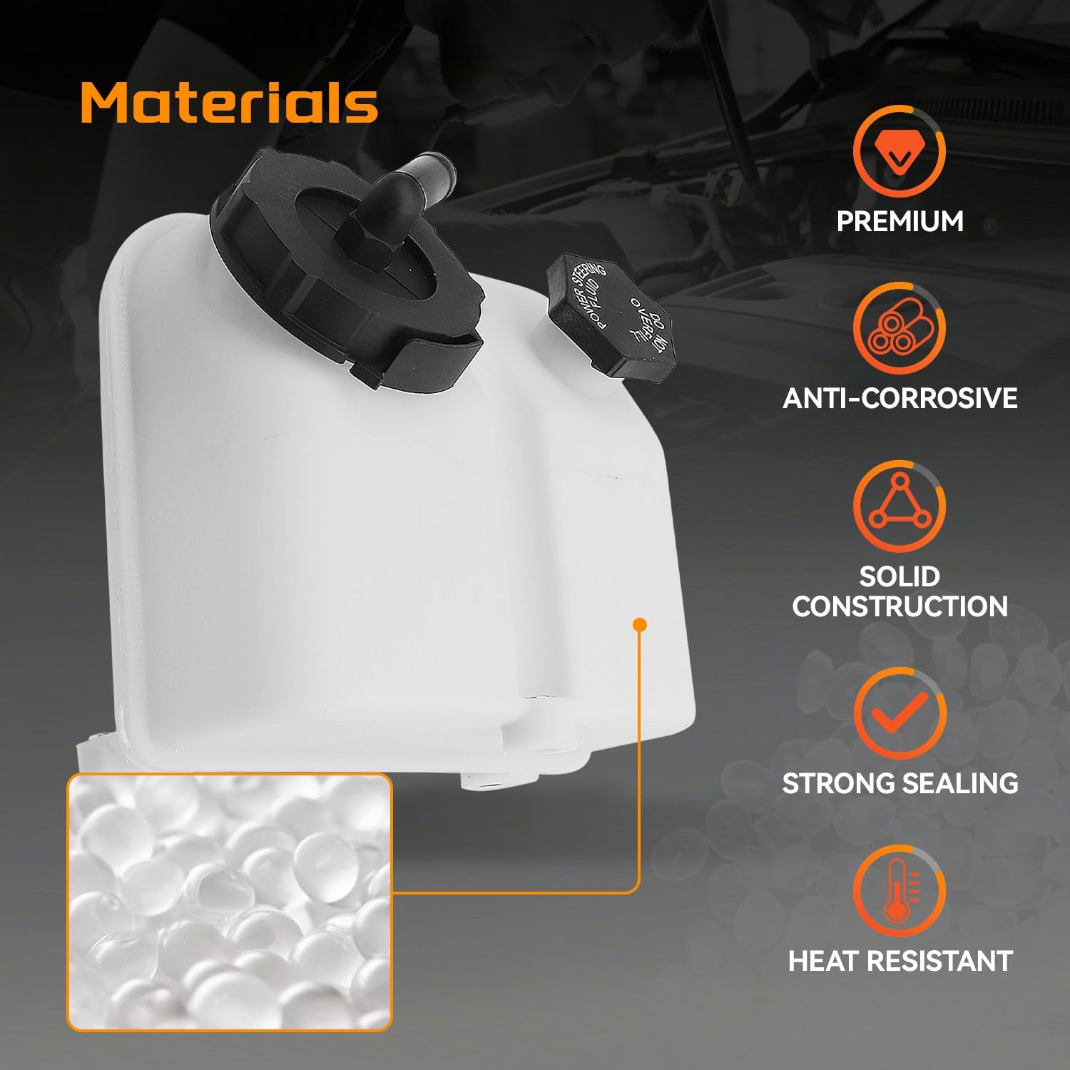 Power Steering Reservoir Tank Bottle with Cap Compatible with Freightliner M2 2008 2009 2010 2011 2012 2013 2014, Replace# A1419133000 A1414796003