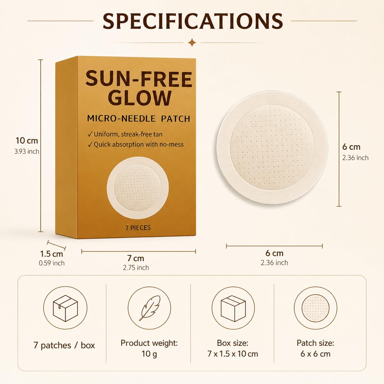 Sun Free Glow Lot de 7 patchs autobronzants pour homme et femme – Patchs de bronzage phosphorescents et micro-texturés sans désordre pour routine beauté quotidienne (boîtes/21 pièces)