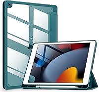 Vista 14 de VIKESI - Funda para iPad de 9ª / 8ª / 7ª generación de 10.2 pulgadas (lanzada en 2021/2020/2019), parte trasera transparente, cubierta de marco